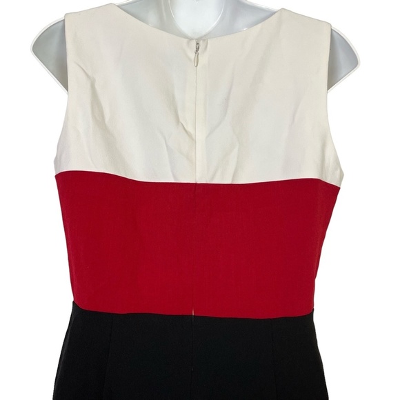 KASPER Red White Black Color Block Sheath Sleeveless Knee Length Career Dress 4 - Picture 12 of 16